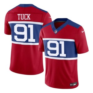 Men's #91 2026-27 Justin Tuck Red New York Jersey 149856-352