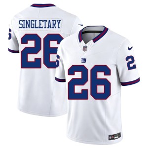 Men's Devin Singletary Throwback New York Football Giants #26 White Stitched Jersey 124656-120
