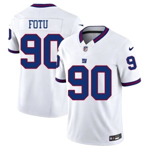 Men Leki Fotu Embroidery Throwback White #90 New York Football Giants Jersey 601227-243