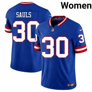 Women's Throwback Royal Ben Sauls New York Giants #30 Stitch Jersey 122275-334