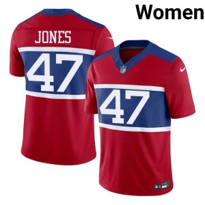 Women's #47 New York Football Red Cam Jones Jerseys 571310-647