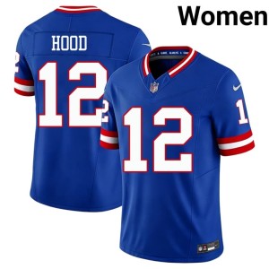 Women's Throwback Embroidery #12 New York Football Giants Royal Colton Hood Jersey 313392-628