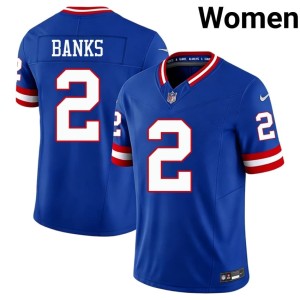 Women #2 Deonte Banks NYG Limited Royal Throwback Jersey 259920-753