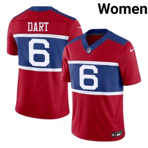 Women's Red New York Football Giants #6 Jaxson Dart Stitched Jerseys 757291-797