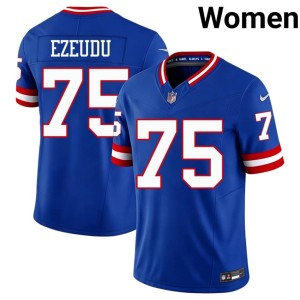 Women's Replica Throwback New York Football Giants #75 Joshua Ezeudu Royal Jersey 579463-385