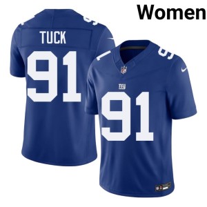Womens Royal #91 Big Blue Embroidery Justin Tuck Jerseys 190614-718