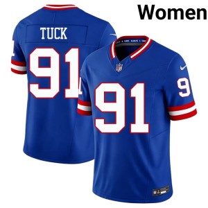Womens Throwback Justin Tuck #91 Royal New York Giants NFL Jersey 538652-954