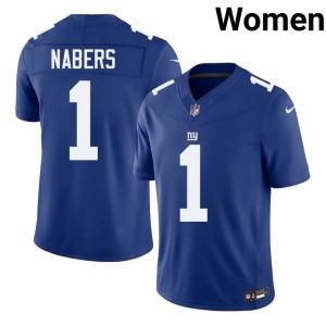 Women Malik Nabers 2026 #1 NY Giants Royal Jerseys 143339-844
