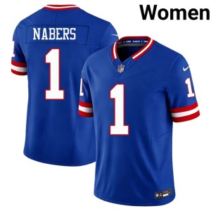Women G-Men Royal Throwback Malik Nabers Replica #1 Jersey 203182-439