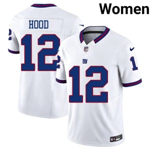 Womens Throwback White Game Colton Hood #12 NY Giants Jersey 180431-136