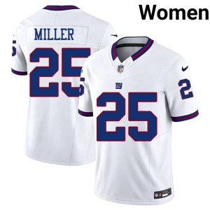 Women's Limited Throwback #25 White New York Football Giants Dante Miller Jersey 435759-305