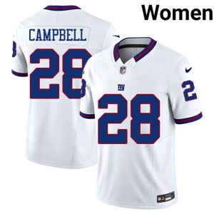 Women's Throwback Limited NYG Elijah Campbell White #28 Jerseys 328580-753
