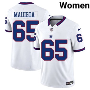 Womens Francis Mauigoa White #65 Throwback Limited New York Football Giants Jerseys 720870-176