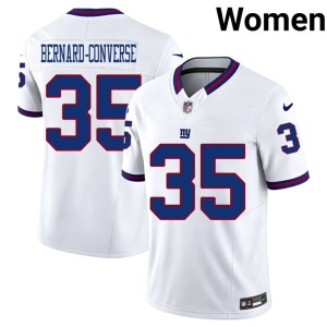 Women #35 Stitched Throwback Jarrick Bernard-Converse New York Football Giants White Jersey 767014-530