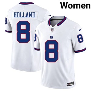 Women NY Giants White Throwback #8 Jevon Holland Limited Jerseys 588307-439
