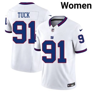 Women's Justin Tuck White Replica #91 Throwback NY Jersey 583448-431