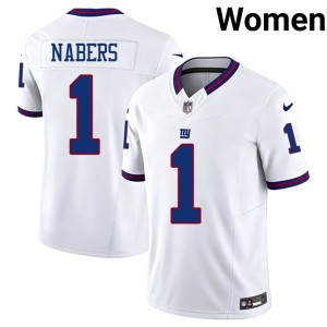 Womens NFL Throwback Malik Nabers #1 White Giants Jerseys 644806-694