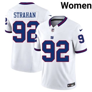 Women's #92 Michael Strahan Giants Embroidery White Throwback Jersey 718167-170