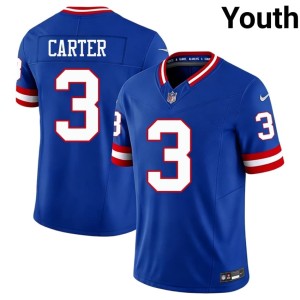 Youth Throwback New York Football Giants Limited Abdul Carter #3 Royal Jerseys 254058-409