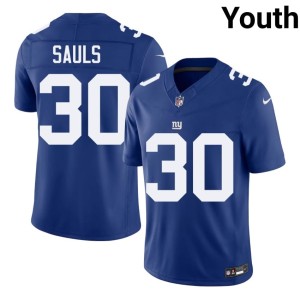 Youth Royal Ben Sauls #30 Stitch New York Football Giants Jersey 608244-114
