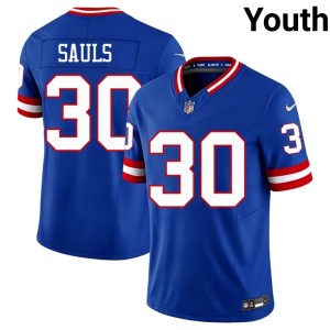 Youth #30 Giants Royal Throwback Ben Sauls Stitched Jersey 144148-692
