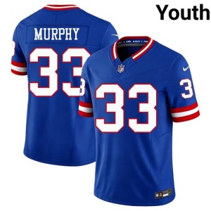 Youth Caleb Murphy #33 NY Giants Stitch Royal Throwback Jersey 456826-350