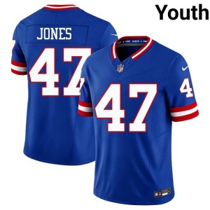 Youth Official Cam Jones Royal #47 Throwback NYG Jersey 209042-361