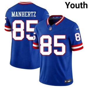 Youth NY Giants #85 Chris Manhertz Stitch Royal Throwback Jersey 157210-843