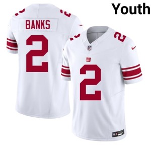 Youth Football White Giants Deonte Banks #2 Jerseys 126723-921