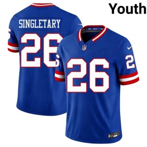 Youth Football Royal #26 Devin Singletary Throwback NY Giants Jerseys 867512-465