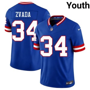Youth Dominic Zvada Royal Throwback NY Giants NFL #34 Jersey 483471-397