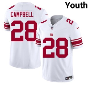 Youth White Elijah Campbell #28 Official NY Jersey 757066-938