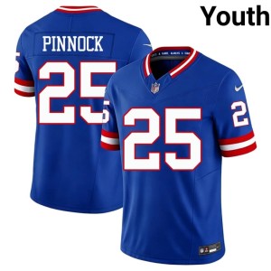 Youth New York Football Giants NIL Royal Throwback Jason Pinnock #25 Jersey 406965-376