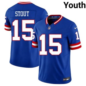 Youth #15 Royal Throwback Jordan Stout Football New York Football Giants Jerseys 391959-314