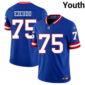 Youth Royal Joshua Ezeudu Throwback New York Football Giants Stitch #75 Jersey 454565-378