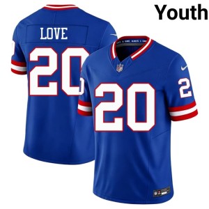 Youth Royal #20 Throwback NYG Embroidery Julian Love Jersey 520805-319
