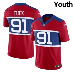 Youth Stitched NYG Justin Tuck Red #91 Jerseys 963677-638