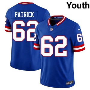 Youth Throwback Stitch Royal New York Giants #62 Lucas Patrick Jersey 495633-704