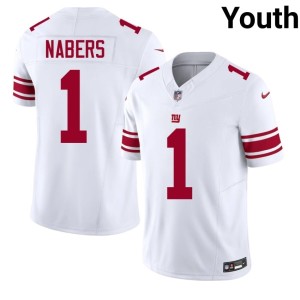 Youth #1 Official Malik Nabers NY White Jerseys 339098-739