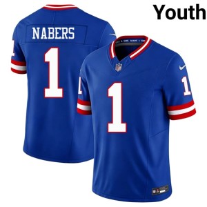 Youth Throwback New York Malik Nabers Game Royal #1 Jersey 580588-732