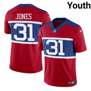 Youth NYG Red Nic Jones Embroidery #31 Jerseys 153316-616