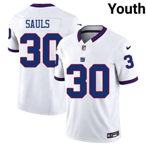 Youth #30 Game Ben Sauls White Throwback NY Giants Jersey 931830-664