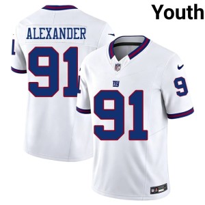 Youth Throwback #91 New York Giants Darius Alexander NFL White Jerseys 839703-409