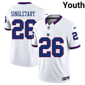Youth Throwback Devin Singletary NIL White #26 NY Jersey 897051-962