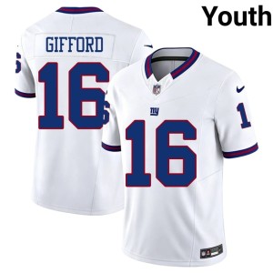 Youth #16 Big Blue White Throwback NIL Frank Gifford Jerseys 996338-157
