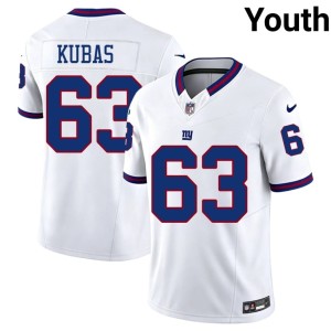 Youth White #63 Jake Kubas NFL NYG Throwback Jerseys 224162-975