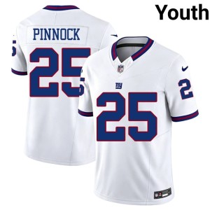 Youth NY Giants Throwback White Jason Pinnock Player #25 Jerseys 587012-399