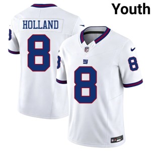 Youth #8 New York Giants White Jevon Holland Throwback NFL Jersey 387263-988
