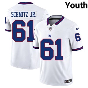 Youth Football Throwback NY Giants White #61 John Michael Schmitz Jr. Jersey 769670-302