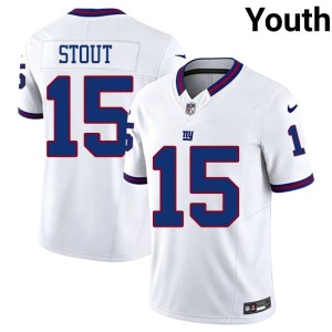 Youth NYG NFL White #15 Throwback Jordan Stout Jerseys 619139-816
